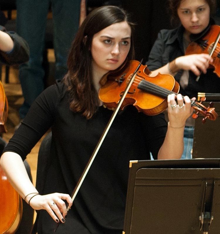 Student playing violin