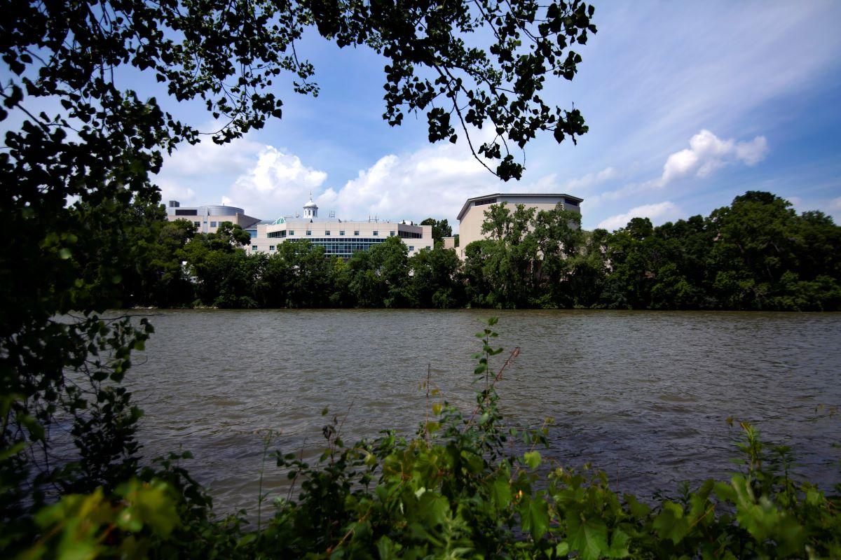 Fox river and Steitz hall in the background 