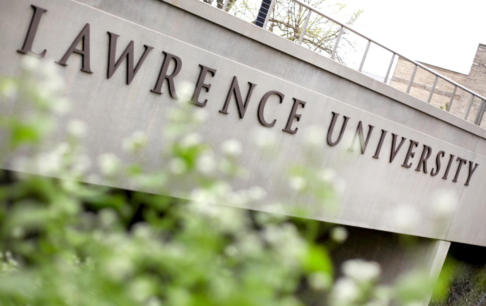Lawrence University signage over Lawe Street.