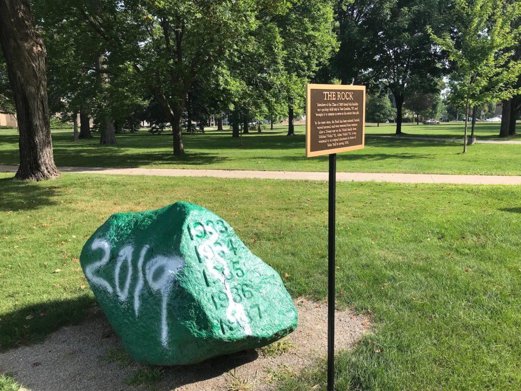 Rock on Lawrence’s Main Hall lawn dating back to 1895.