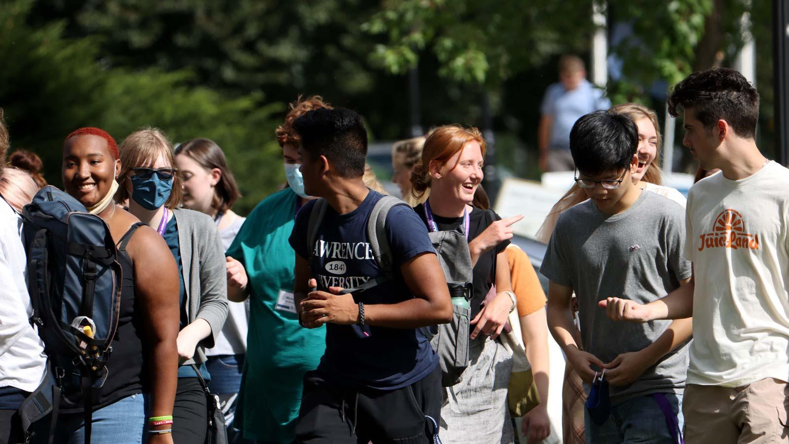 Students walking to class outdoors