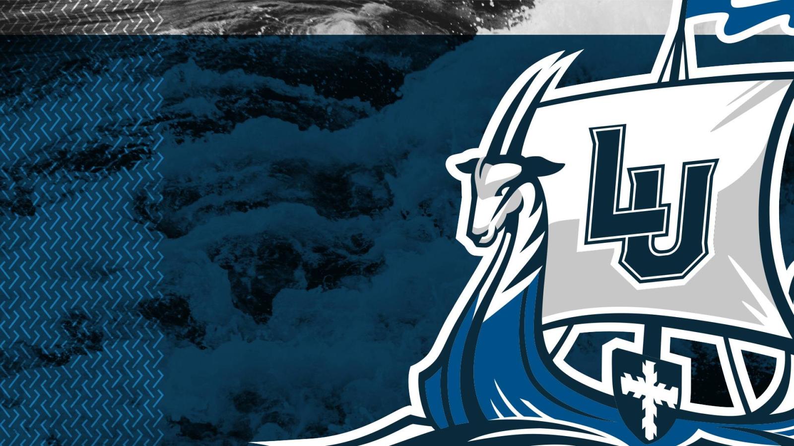 Rectangular banner with large athletics or LU Vikings logo on the right.