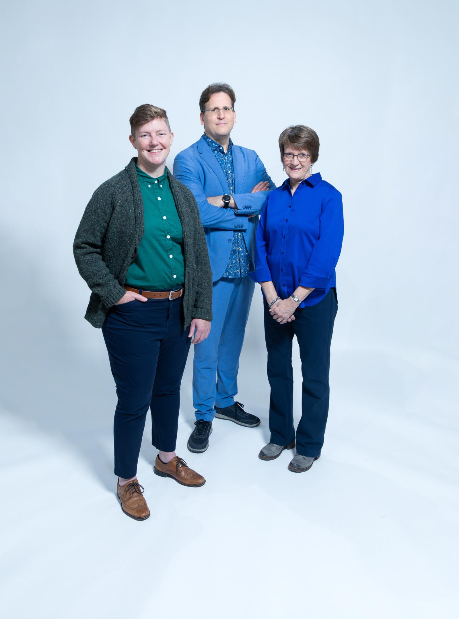 Constance Kassor, Adam Galambos and Beth De Stasio pose for a portrait.