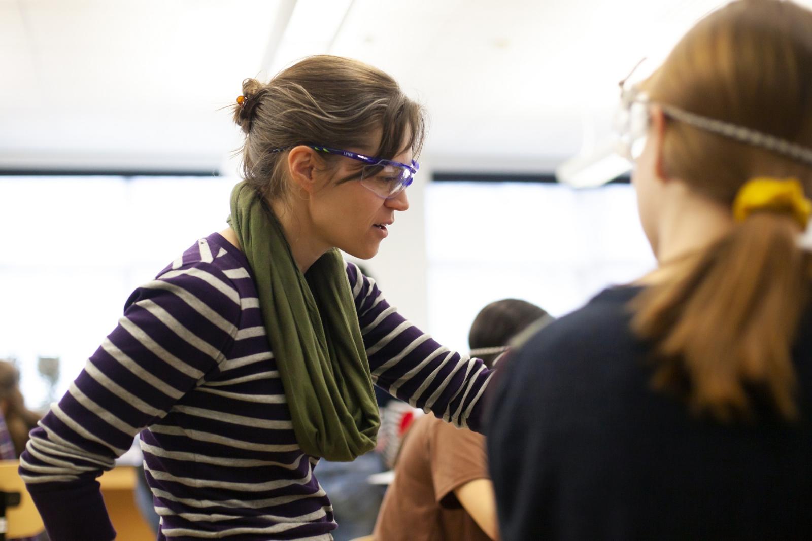 Allison Fleshman teaches in a chemistry lab.