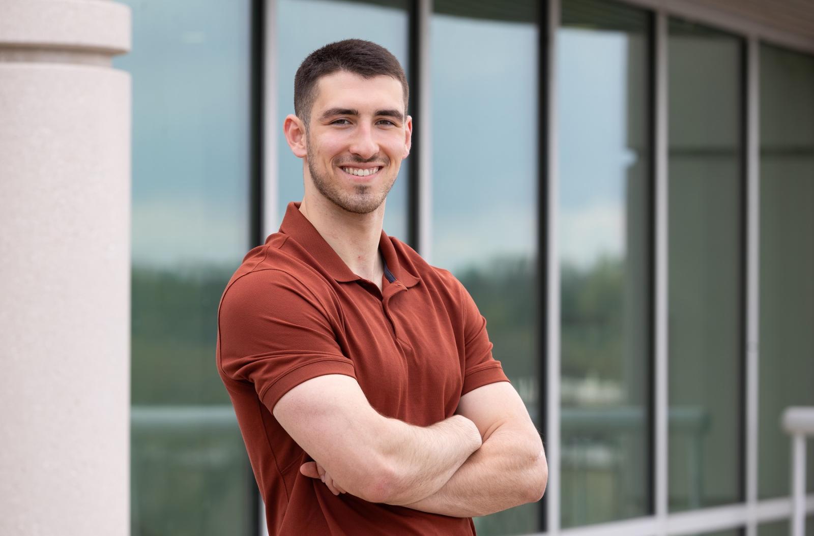 Adnan Sarancic '24 has a job lined up with a New York law firm after he graduates in June. (Photo by Danny Damiani)