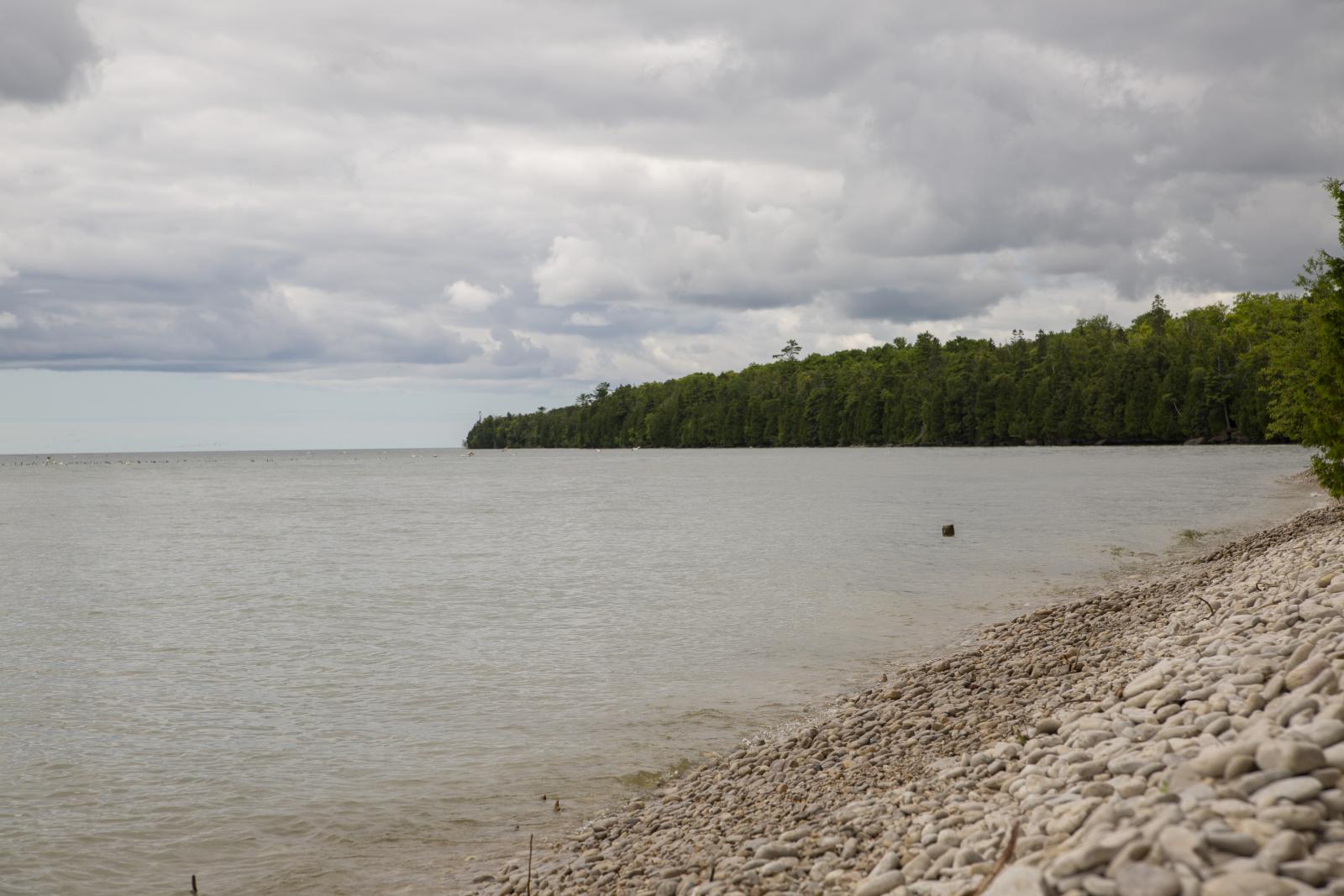 a rocky shoreline
