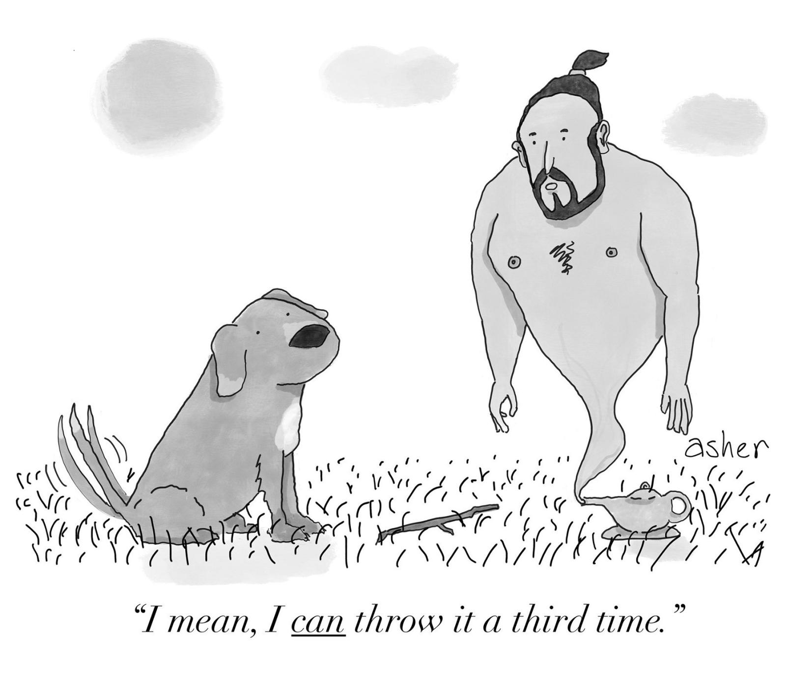 Asher Perlman cartoon with genie.