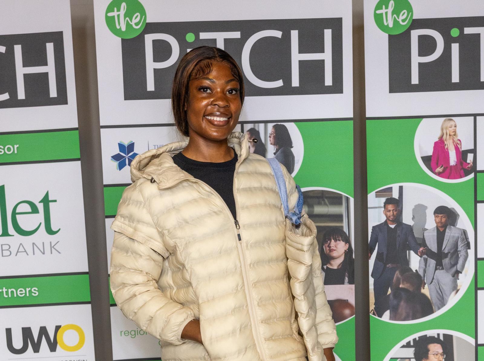 Faith Onukaogu won The Pitch, held in The Fox Club at Fox Cities Stadium.