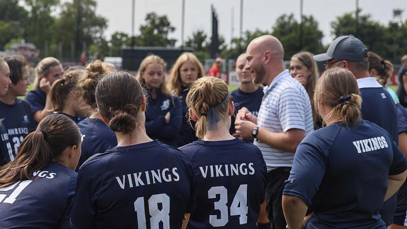Women's Soccer Coach addresses team