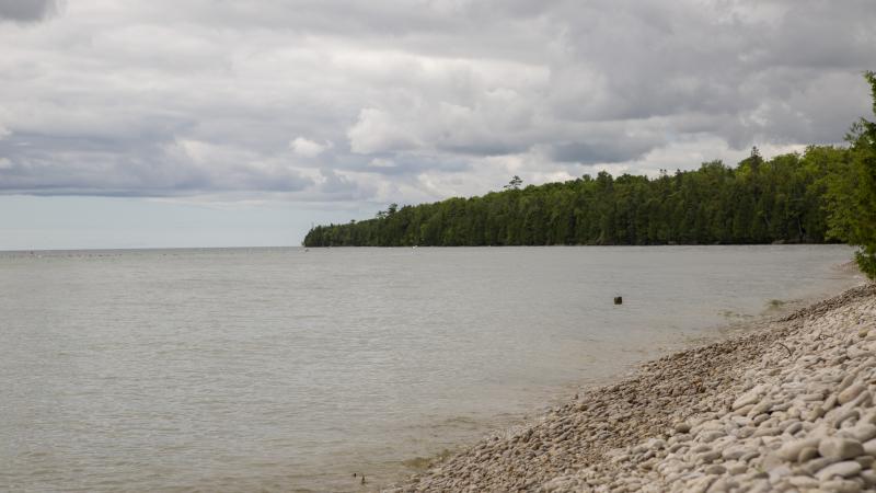 a rocky shoreline