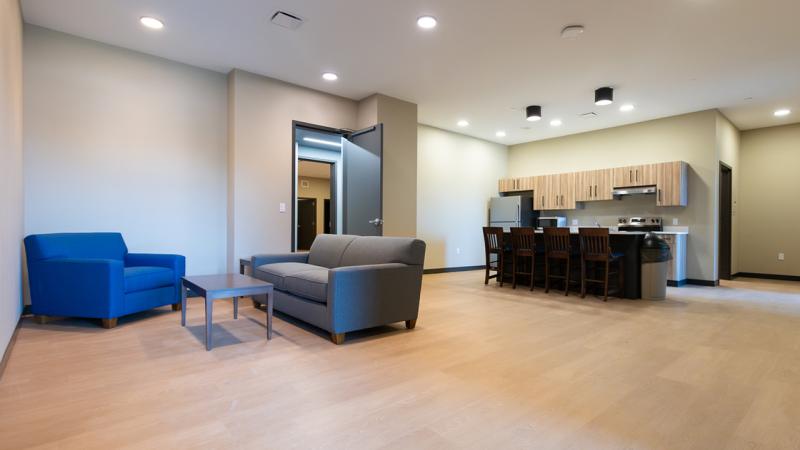 Fox Commons Standard Apartment Kitchenette and Living Room