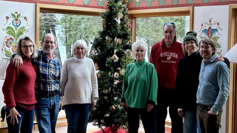 Winter volunteers in the lodge