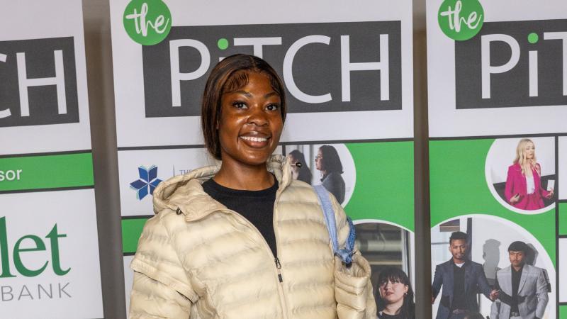 Faith Onukaogu won The Pitch, held in The Fox Club at Fox Cities Stadium.