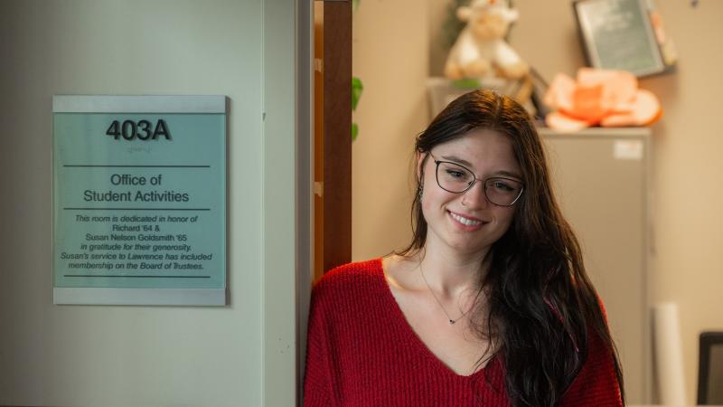 Maddie Bublik poses for a photo in Warch Campus Center.